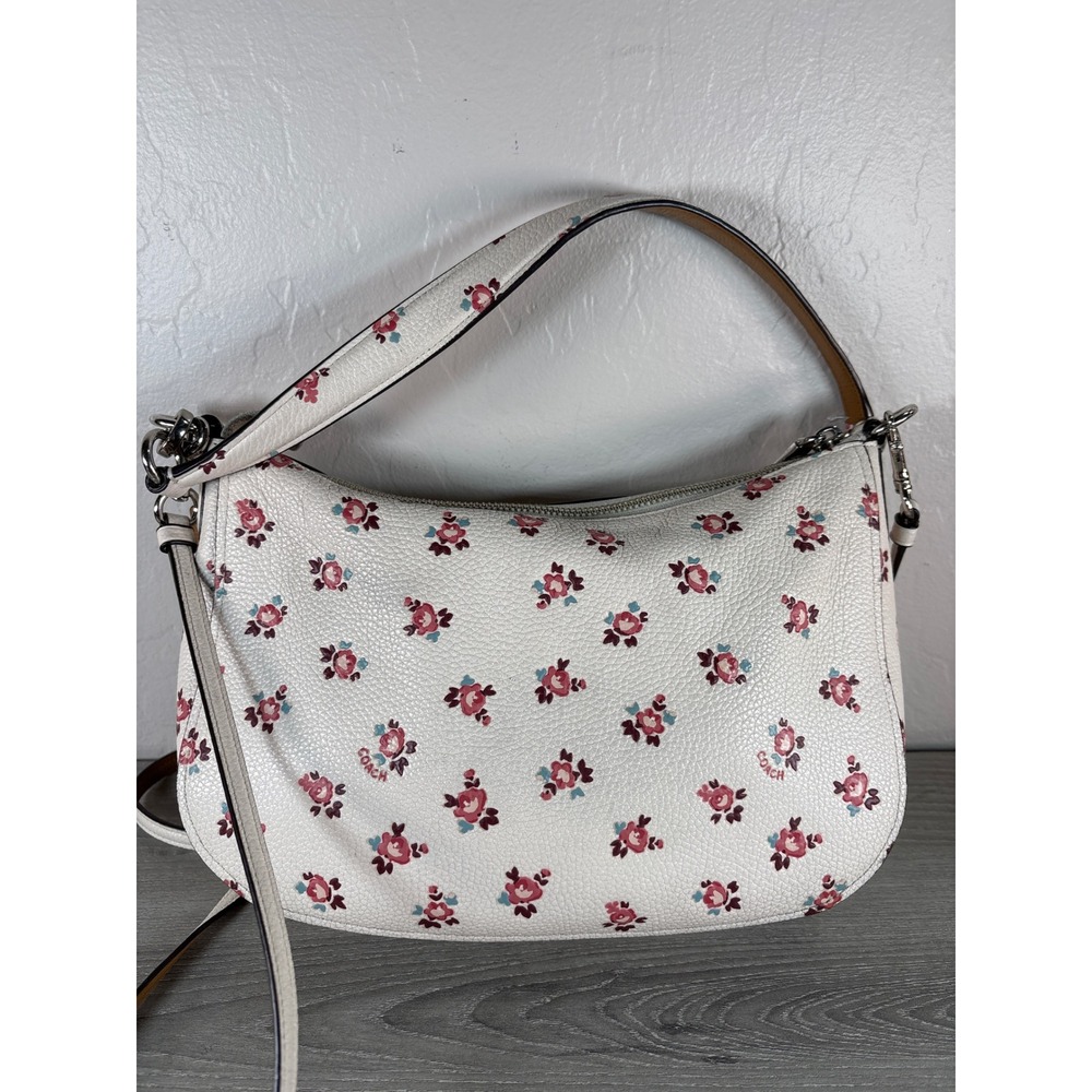 Coach Chelsea Crossbody Bag White Pebble Leather Rose Floral Print - Picture 4 of 8